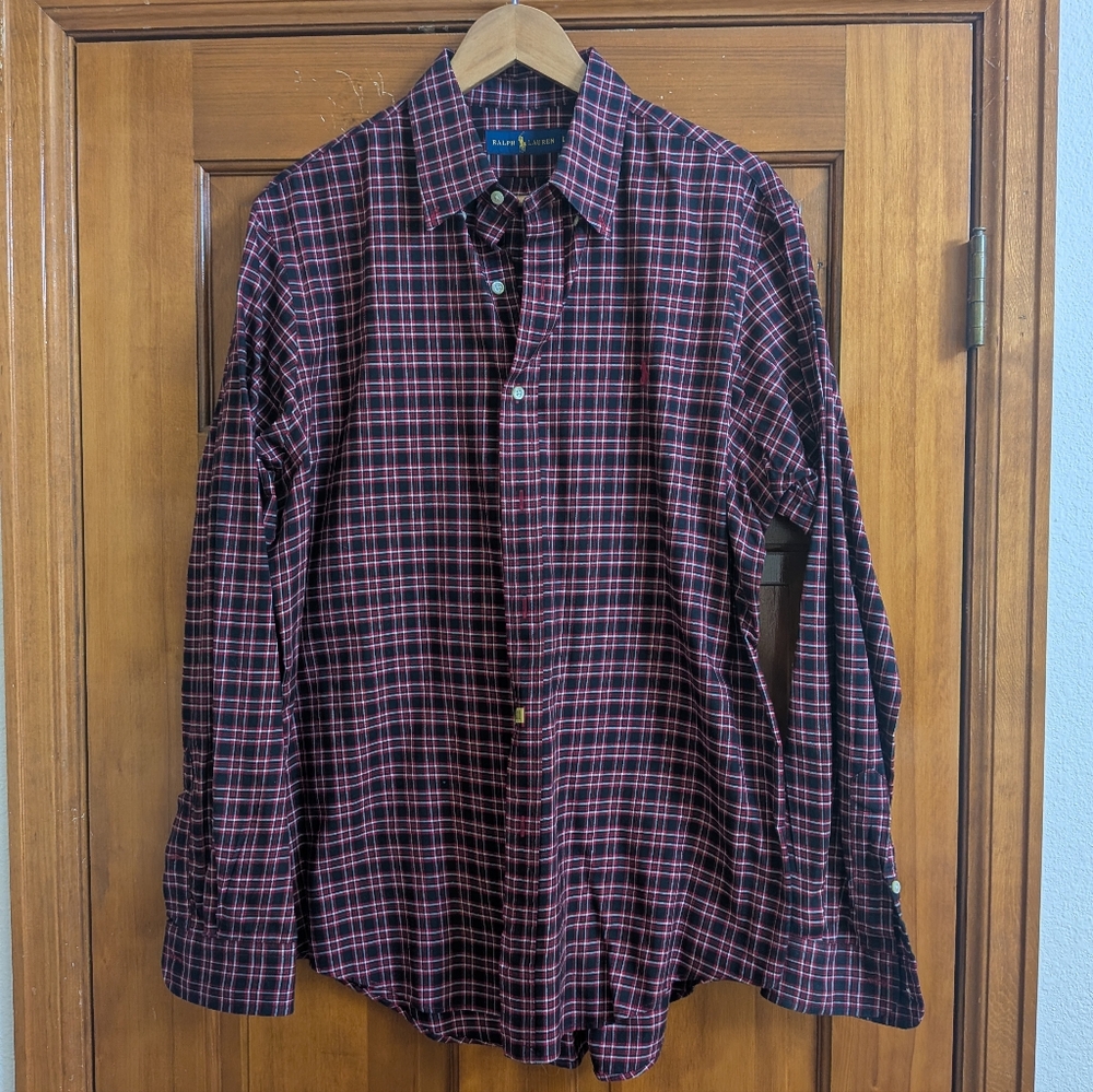 Polo Ralph Lauren Men's Black and Red Plaid Shirt